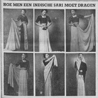 How to wear an Indian sari; many people in Antwerp or Brussels have seen Indian women walking around in long, flowing clothes and thought to themselves: how elegant these women are! The remarkable thing is that these ladies do not need a tailor or seamstress to dress elegantly. Their outer garment or “sari” is nothing more than a strip of fabric about six meters long, which they buy, along with colored ribbon, which they sew on as a hem. The photos show how to wear such a sari. What do you say, gentlemen? Shall we give our wives or mothers a sari as a gift for their next birthday?